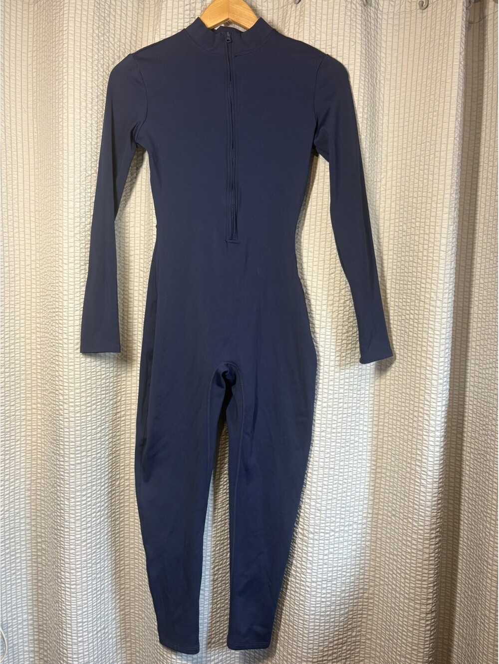 Long Sleeve Bodycon Jumpsuit, Zip Up, Yoga Rompers Pants, Size Medium